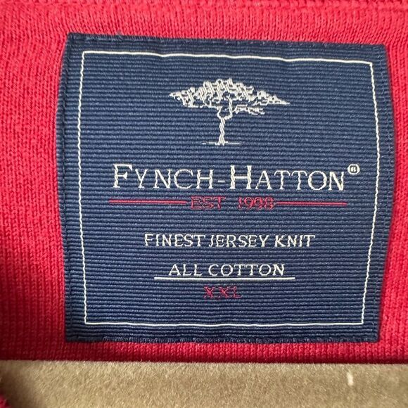 Fynch Hatton Mens Sweater XXL Red Argyle 100% Cotton Pullover V-Neck Preppy Golf - Picture 3 of 8